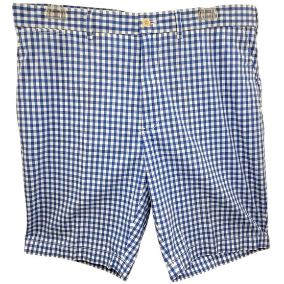 Ralph‎ Lauren Polo Golf Blue Gingham Plaid Mens Performance Shorts - Picture 1 of 15